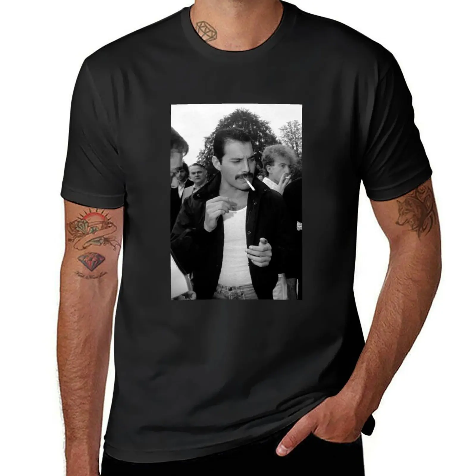 Freddie Mercury 1980’s Smoking Paparazzi Photo T-Shirt vintage clothes blanks funnys oversized t shirts for men graphic