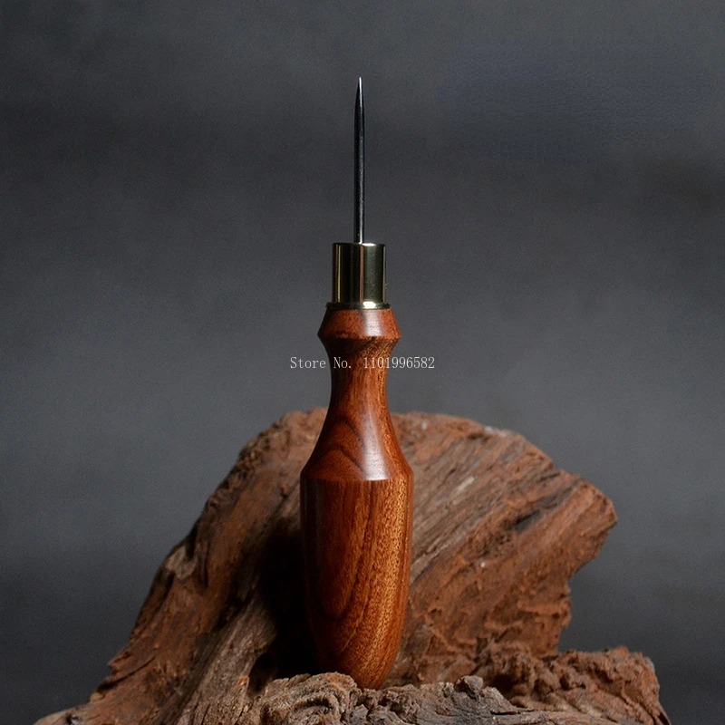 Leather Punch Tool Leather Punching Awl Homemade Handmade Leather Piercing Tools Awl Solid Wood Olive Cone Flat Cone DIY Leather Crafts To Make Through Hole Utensils