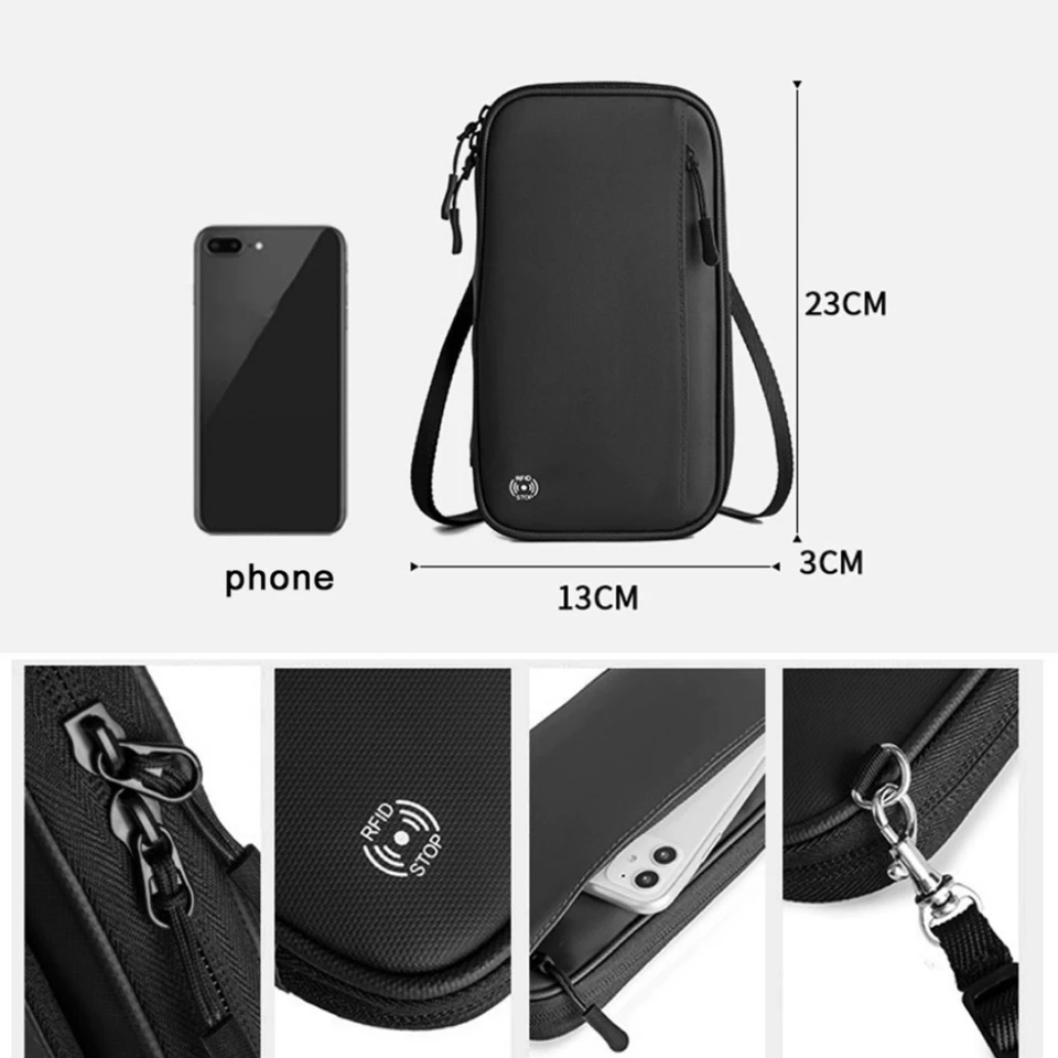 Portafoglio da viaggio, porta passaporto, porta carte, borsa a tracolla, organizer per documenti e biglietti per l'estero, custodia protettiva da appendere al collo._voghion.com