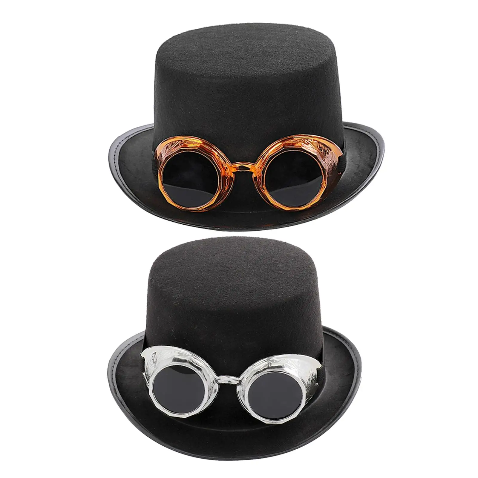 Cosplay Hat Goth Steampunk Top Hat with Goggles Cosplay Costume Hat for Men and Women