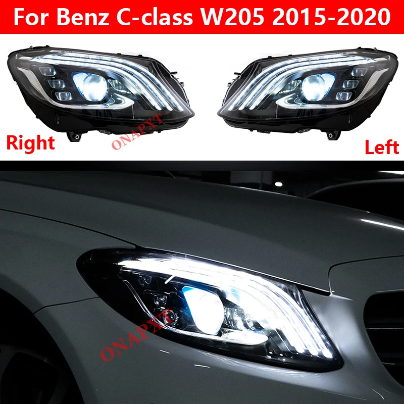 

For Benz C-class W205 2015-2020 Car Front LED Headlight Assembly Daytime Running Lamp Head Lamp Turn Signal Flashlight