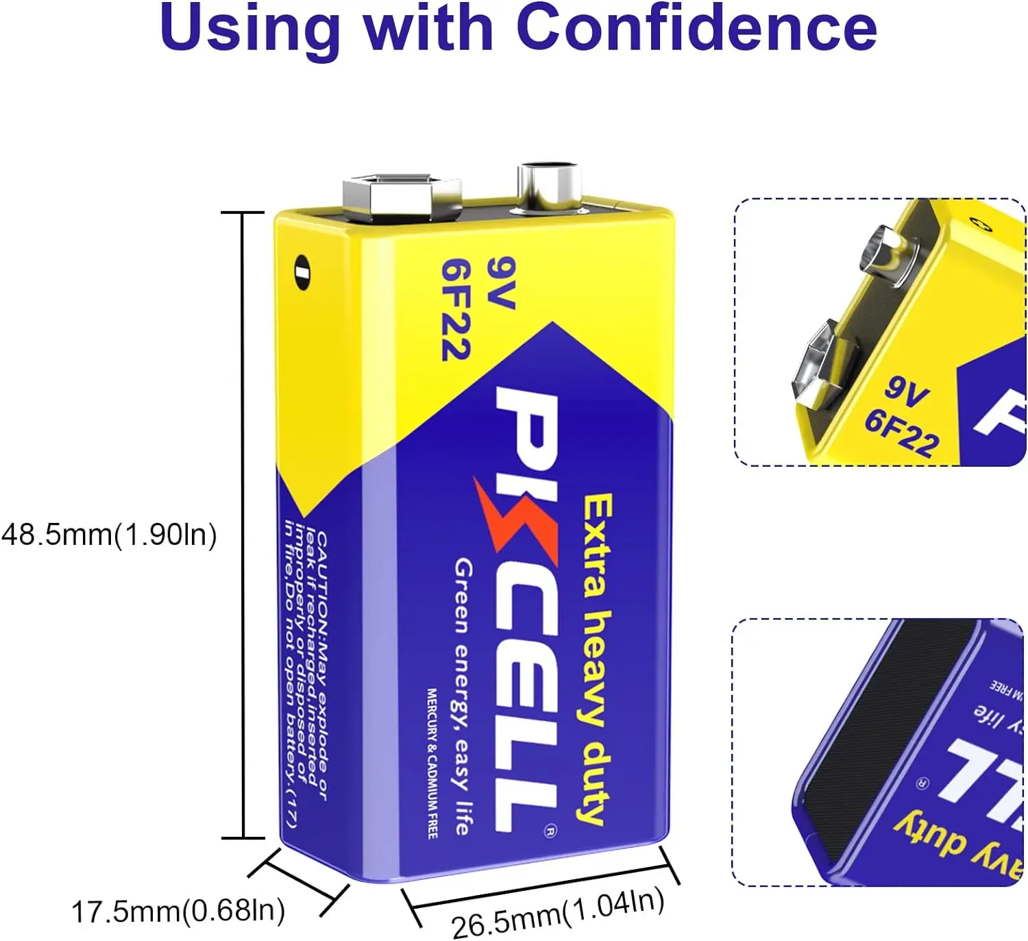 PKCELL 10PCS 6F22 9V Heavy Duty Battery Long-lasting Carbon Zinc Batteries for Detectors and Electronics 2