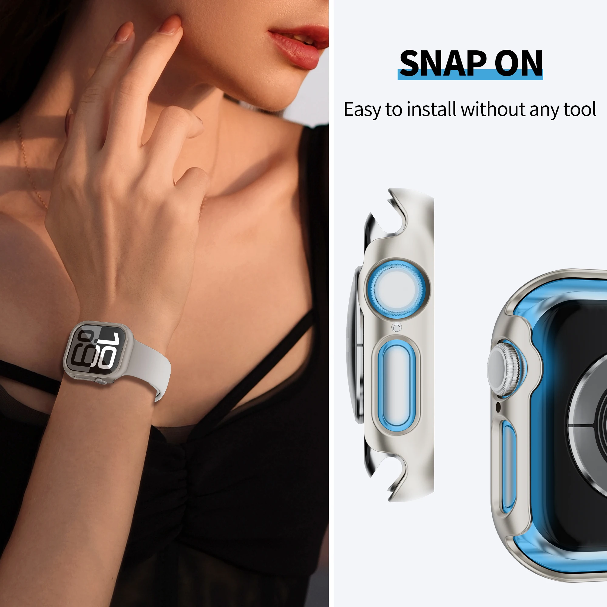 Sleek Hollow Protective Frame for Apple Watch - Hard Bumper Shell Cover