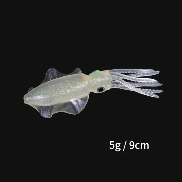 ORJD Trolling Lure Soft Squid Lure 7g 15g 20g 60g Luminous UV Squid Jig For Sea Fishing Boat Fishing Wobbler Bait For Snapper 5G 9CM NO HOOK