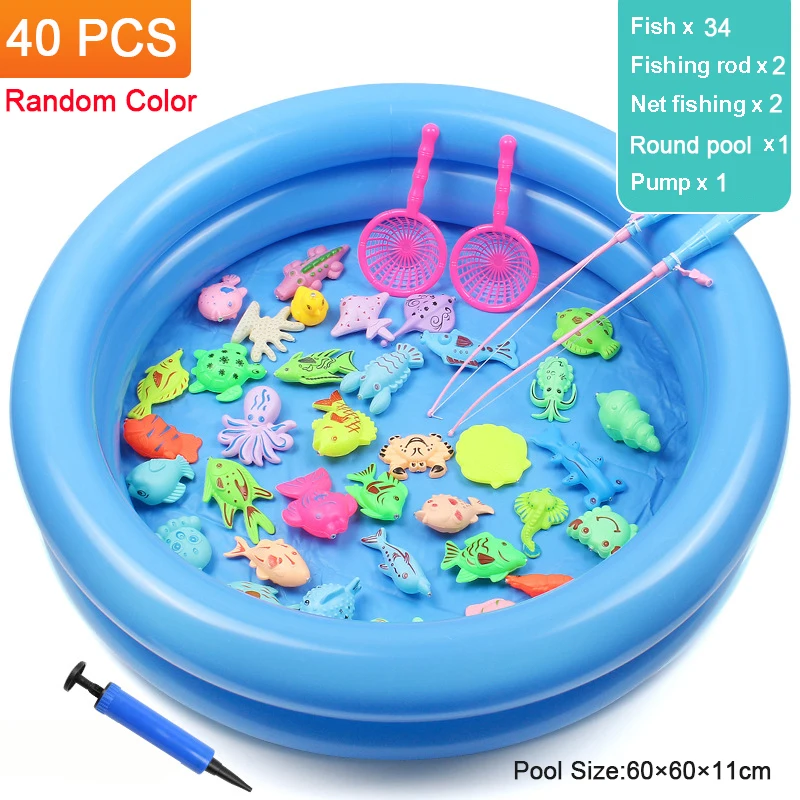 13pcs Set Magnetic Fishing Toy with Inflatable Pool for Kids Ages 3-5 Pool  Toy Floating Bath Toy Water Toy for Bathtub - AliExpress