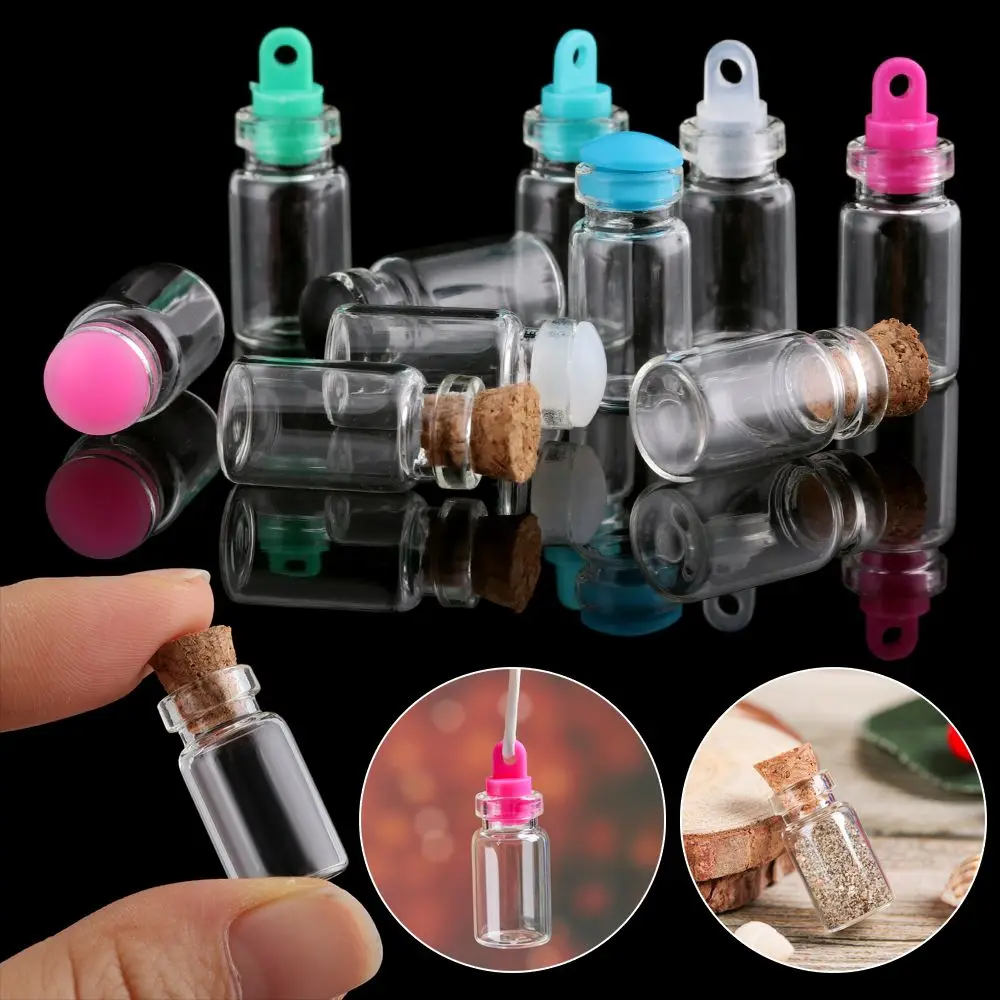 5/10pcs Small Drift Bottle Glass Jars Decoration DIY Containers Mini Message Vials Ornament Cork Stopper Rainbow Wishing Bottle glass bottles,mini glass bottles,mini perfume bottles