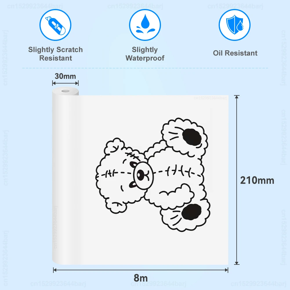 3Rolls Thermal Paper 210mm for A40 Printer A4 Thermal Printer Waterproof Oil proof Continuous Paper Roll Home Office Use