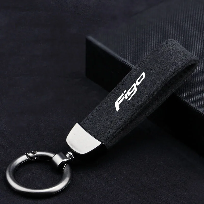 

Car Key Chain Rings Metal Leather Keychain Exquisite Anti-lost Universal Keyring for Ford FIGO Emblem Car Accessories