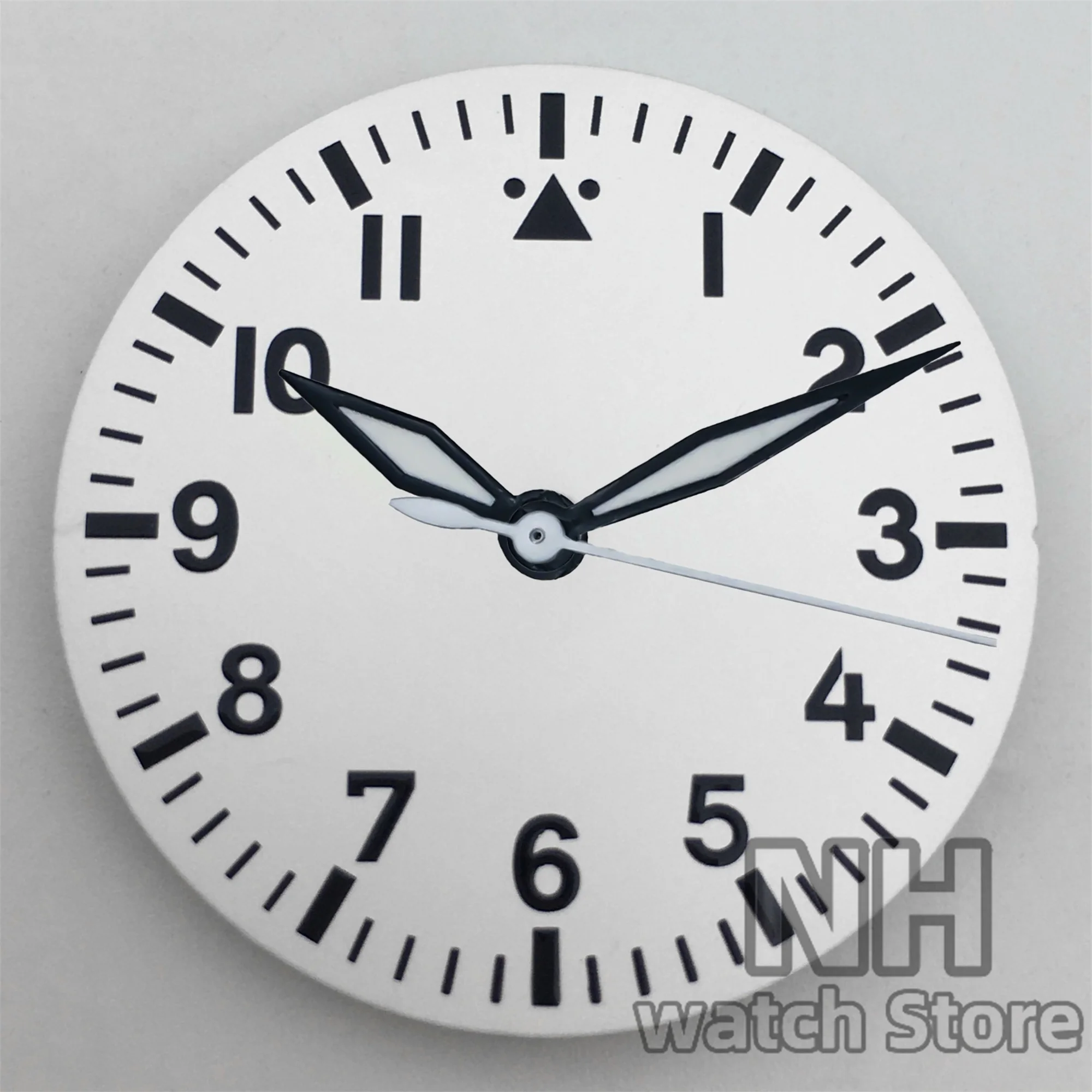 Pilot Style Watch Dial with Luminous Black, Green, and White Accents