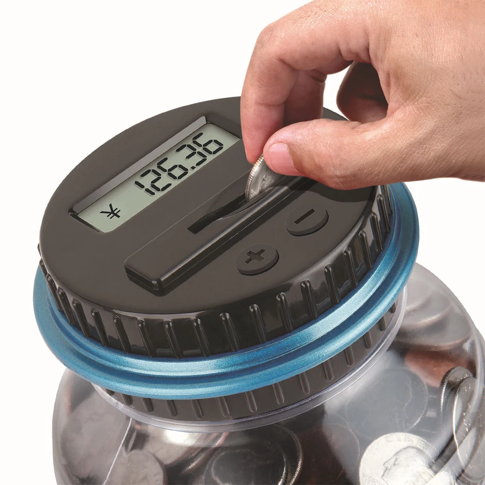 Digital Coin Bank Savings Jar with LCD Counter Digital Coin Bank Piggy Bank Savings Jar Designed for Dollar Euro Pound Aud 5