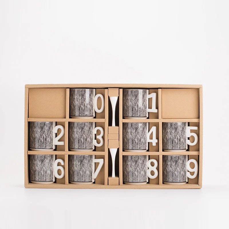 Digital Cup Set Couple Literary Pattern Coffee Cup Ceramic