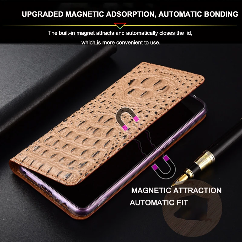Crocodile Back Veins Genuine Leather Case Cover For Samsung Galaxy S7 edge S8 S9 S10 S20 S21 S22 FE Plus Lite Ultra Flip Cover