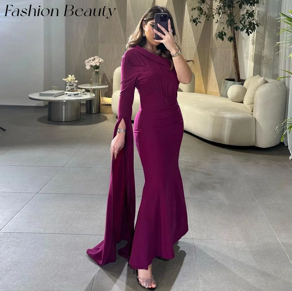 

Fashion Beauty Purple Evening Dresses One Shoulder Sheath Mermaid Formal Occassion Party Dress For Women 2024 vestidos de noche