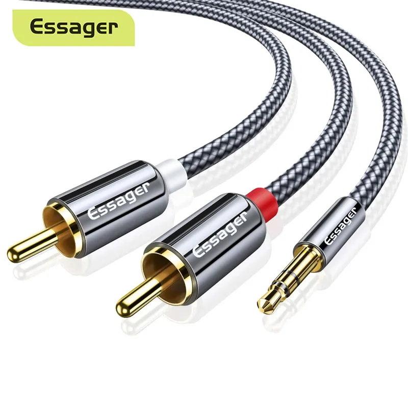 Кабель Essager RCA с разъемом 3 5 на 2 аудиокабель AUX мм Штекерный адаптер сплиттер для