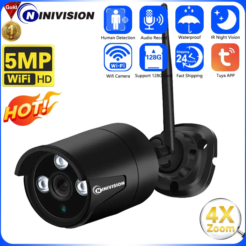 

IP-камера наружная беспроводная с ИИ-датчиком присутствия, 5 МП, 1080P, 2 МП