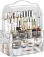 Cosmetics Storage Box With Lid and Handle Large Makeup Organizer Box Drawers for Skincare Display Cases Countertop, Bathroom 1