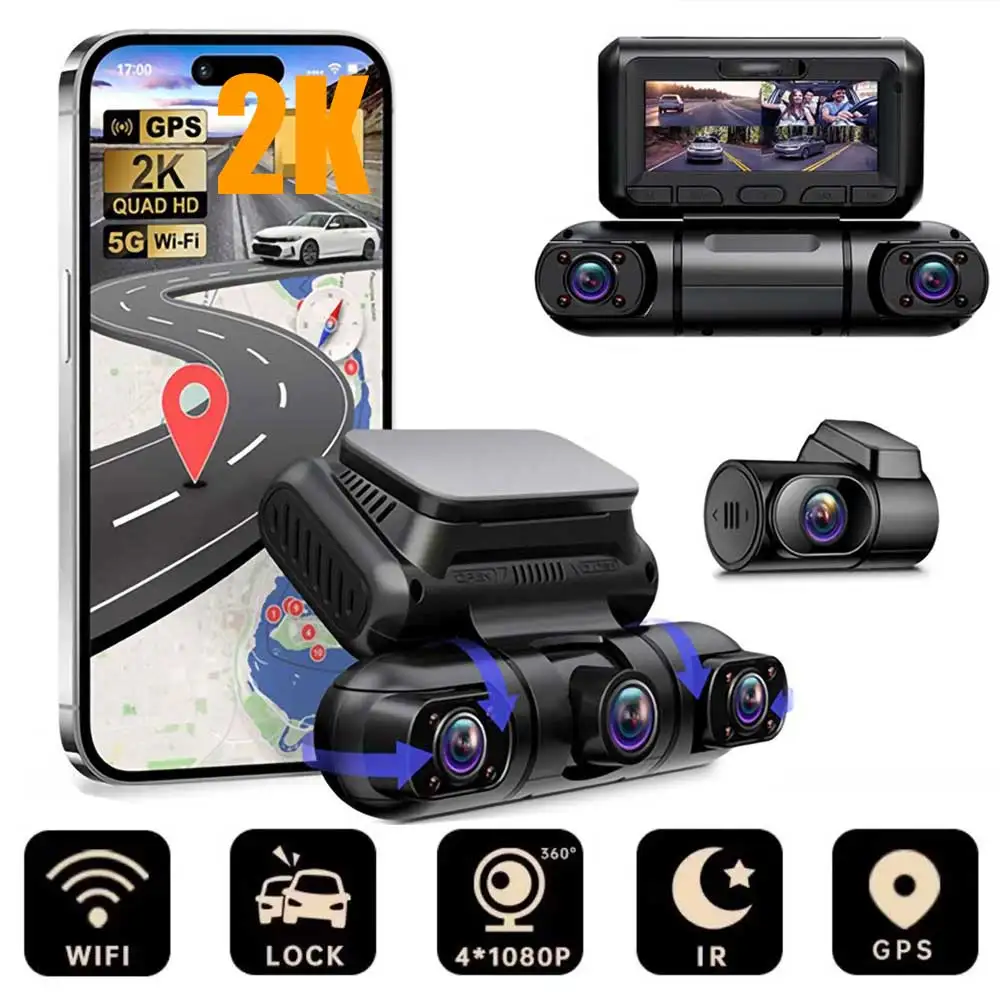 

Mini hidden 2K 1440P Dash Cam for Car DVR 4CH 360 Camera 24H Parking Monitor Night Vision Auto Video Recorder GPS WiFi 256Gmax