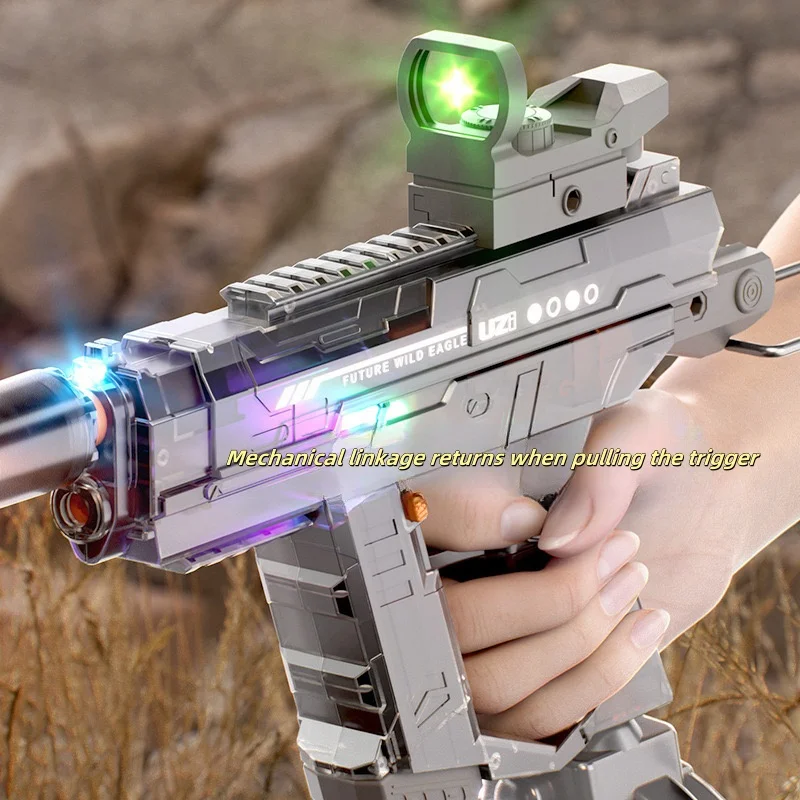 2024 Hot Sale Electric continuous firing UZI water gun pulse linkage chamber flame special effect children's water play toy 4