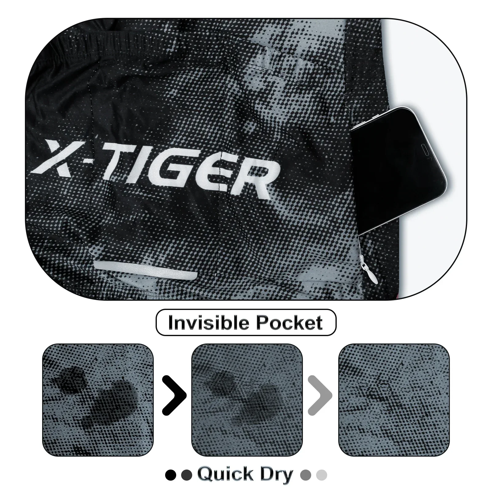 Ｘ-TIGER Cycling Jersey Men Short Sleeve Cycling Fit Lightweight Fabric Simple Chinese Style Cycling Shirt with 4 Back Pockets 4