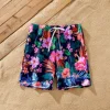 PatPat Family Matching Tropical Floral Drawstring Swim Trunks or Ruched Drawstring Side One-Piece Strap Swimsuit 4