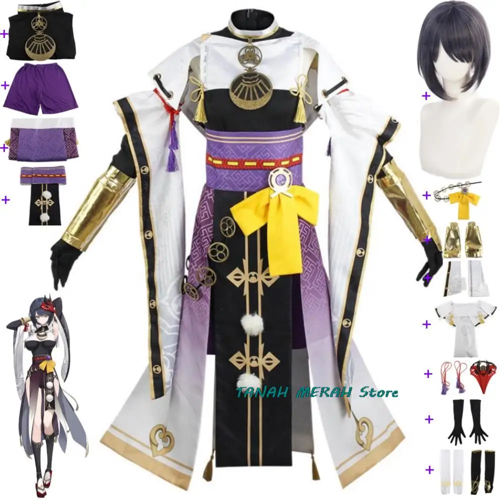 

Костюм для косплея из аниме «Игра Genshin Impact Kujou Sara», парик, маска Inazuma Tri-board, сексуальная женская одежда, костюм на Хэллоуин