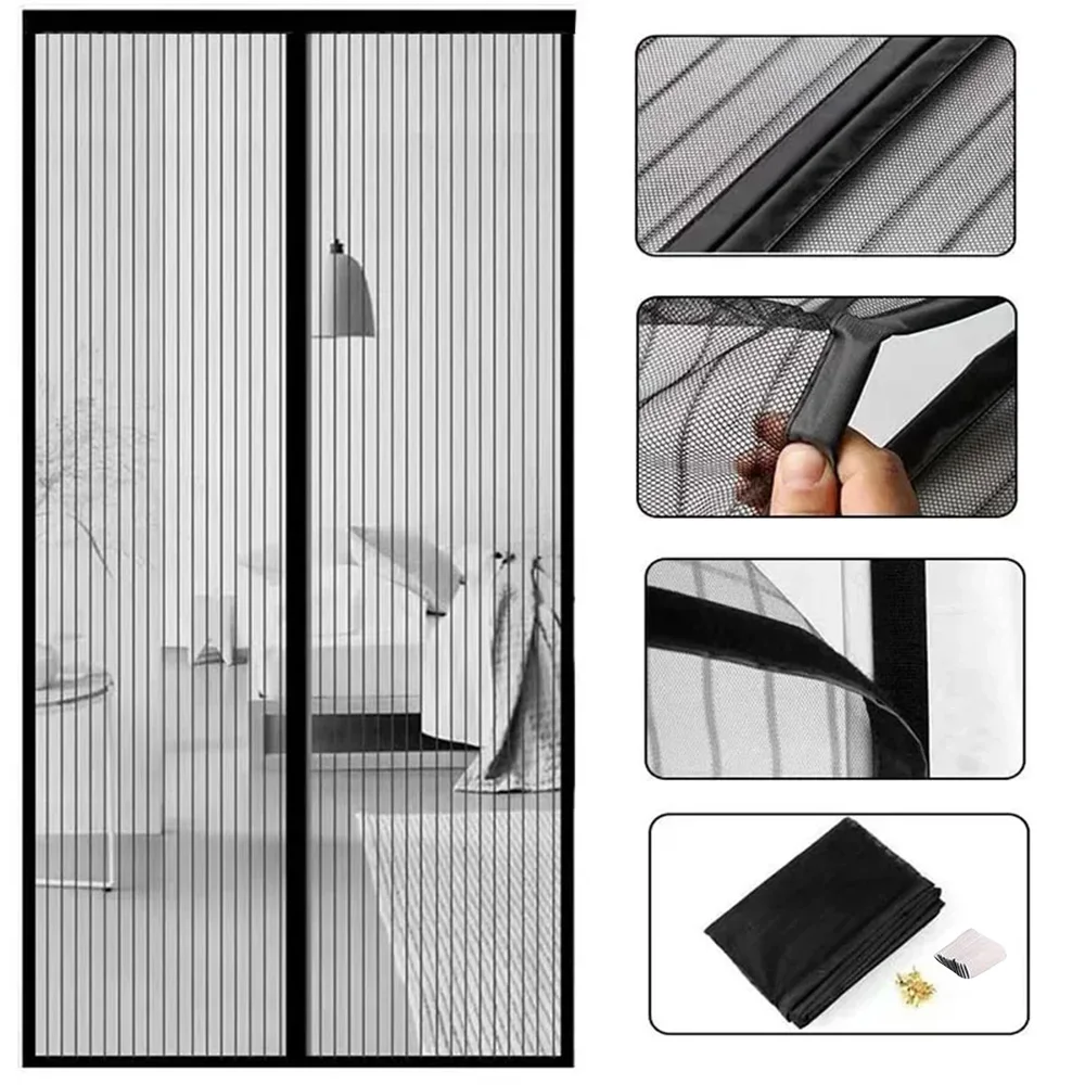 Magnetic mosquito net summer insect fly control door curtain net living room bedroom curtain automatic closing door screen mosquito net