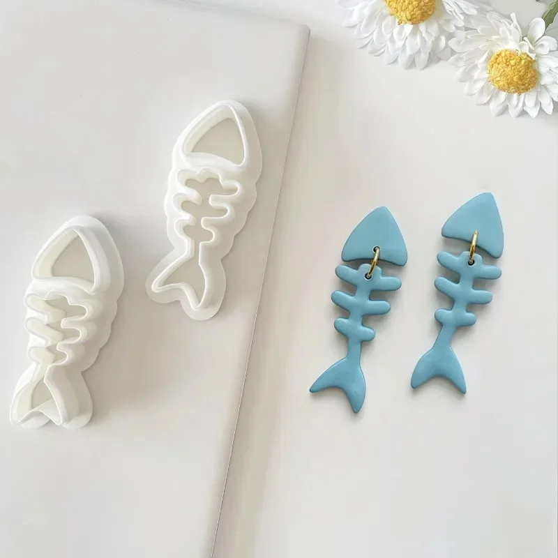 물고기 시리즈 귀걸이 폴리머 클레이 커터 돌고래 고래 정어리 도자기 금형 DIY 쥬얼리 펜던트 모양 누르면 점토 도구