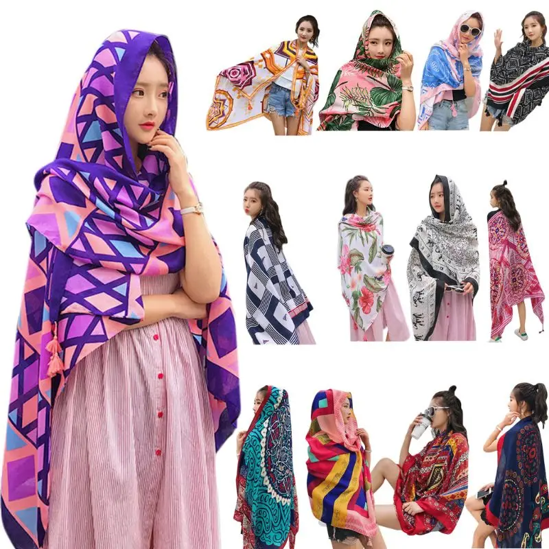 

13 Colors Womens Ethnic Holiday Wind Scarf Colored Leaf Floral Print