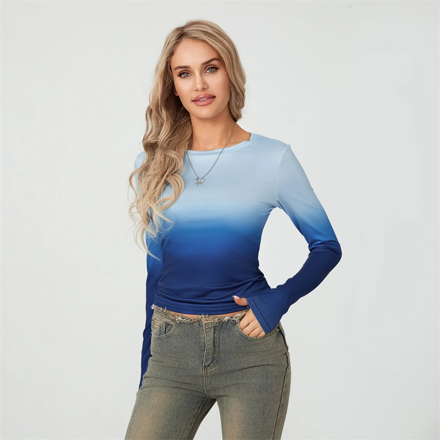 Camisetas básicas de Color liso para mujer, camisetas informales de manga larga, jerséis ajustados para otoño y primaver