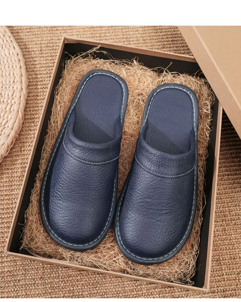 Prägnante Kunstleder-Hausschuhe für Herren, warme Schuhe, Innenfell-Slides, Pantoletten, Heimgast-Slipper, große Größe 47, 48, Mann, Ehemann, Plüschschuh – Detail 17