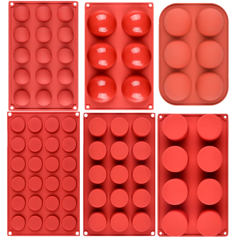 Half Ball Flat Cylinder Silicone Mold For Baking Halfspere Ball Chocolate Cookie Sandwich Muffin Cupcake Brownie Cake Pudding