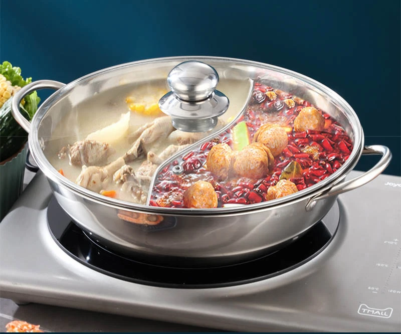 304 aço inoxidável hotpot com tampa fogão