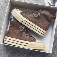 Classic Fashion Skateboarding Shoes for Men Women Comfy Suede Leather High Top Sneakers Men Height-increasing Platform Sneakers