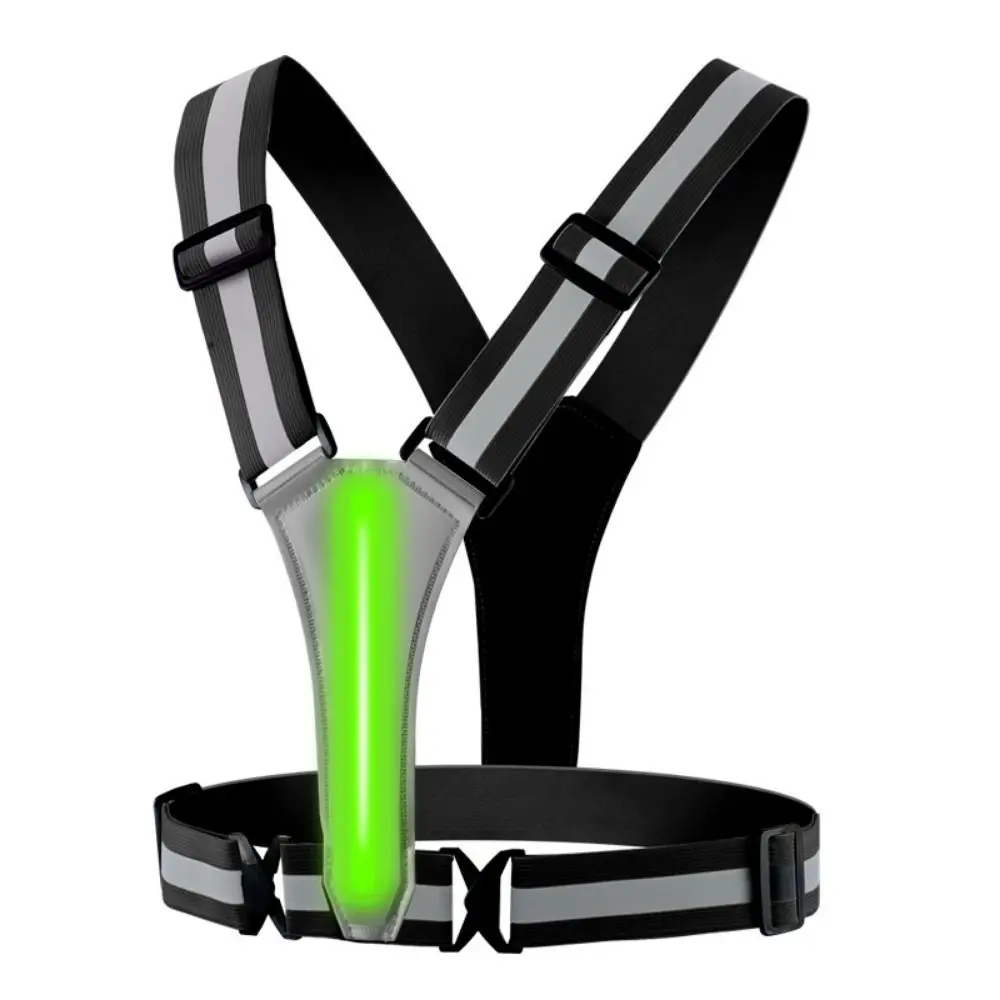 USB 충전식 LED 반사 조끼 높은 가시성 조절 가능한 허리/어깨 야간 러닝..