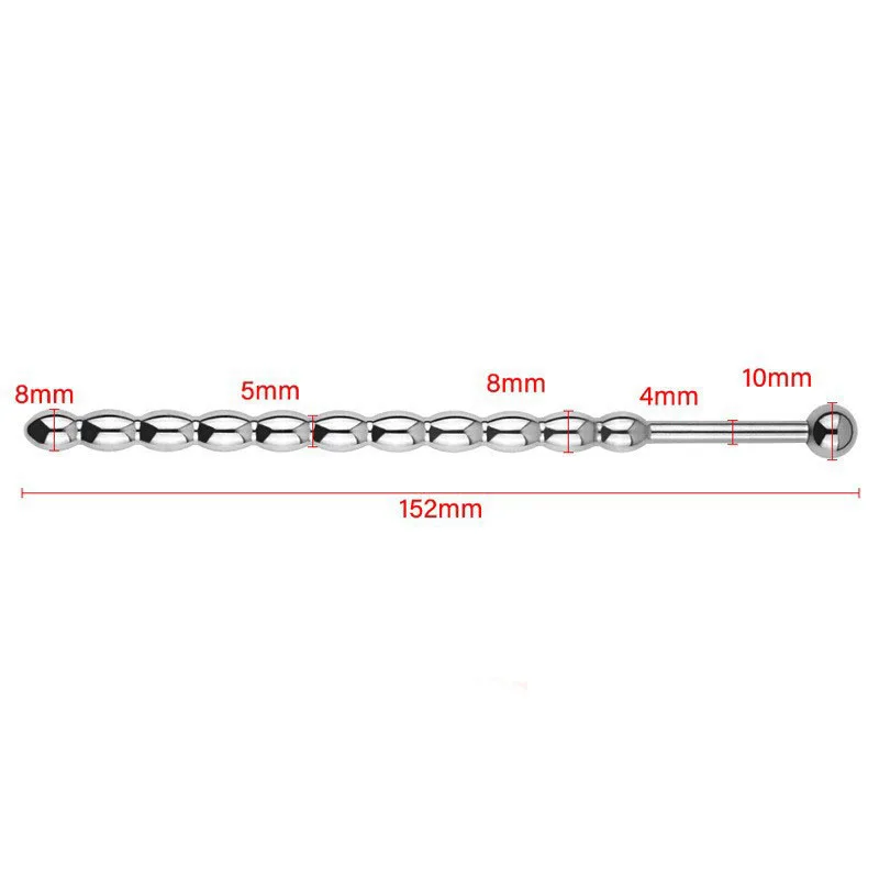 6mm/8mm Beads Urethral Plug Penis Dilator Cock Sounding Rod Stainless Steel Penis Sound Insert Cock Plug BDSM Sex Toys For Men
