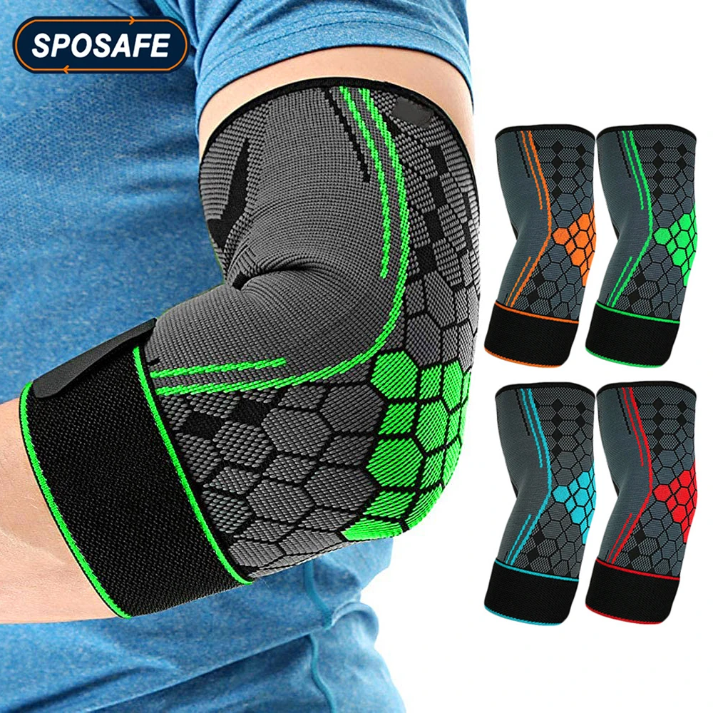 Sports Adjustable Elbow Compression Support Elbow Brace Sleeves With Strap For Fitness Running Basketball Volleyball Tendonitis - Elbow & Knee Pads - AliExpress