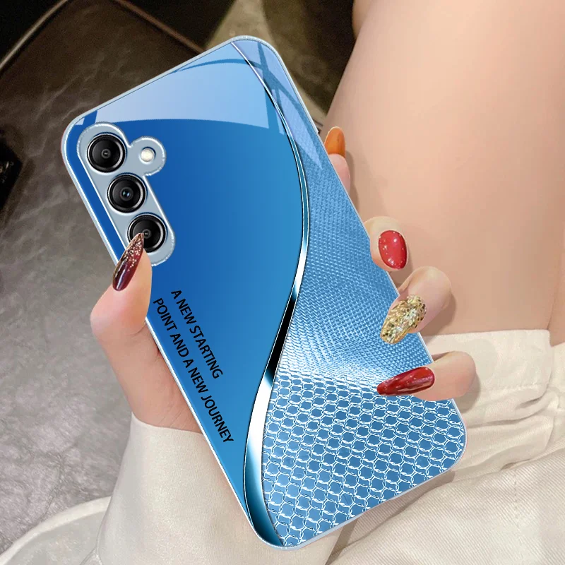 Mesh Curve Texture Tempered Glass Phone Case