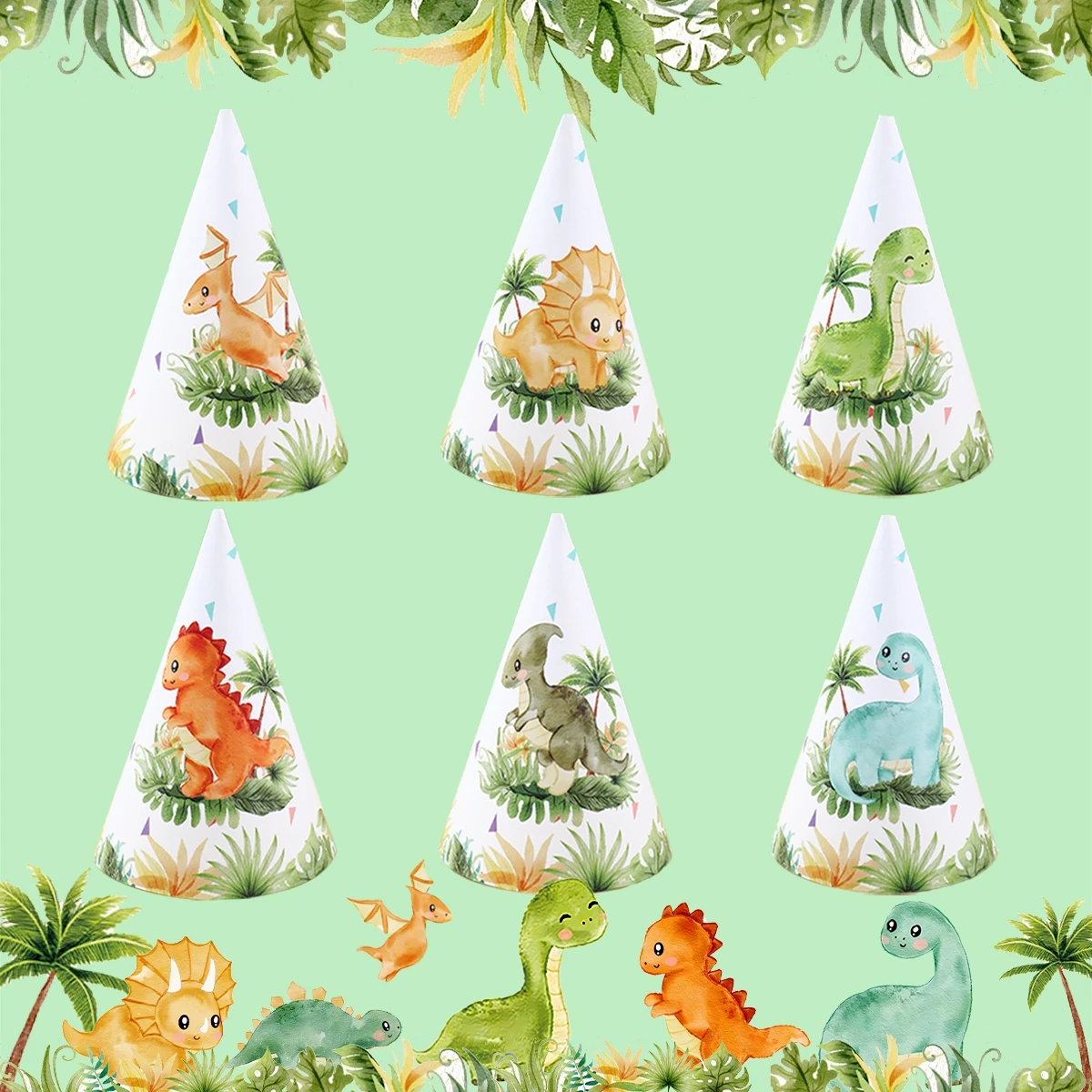 

6Pcs New Lovely Cartoon Jungle Animal Lion Theme Party Paper Caps Cartoon Animal Party Hats For Kids Birthday Party Supplies