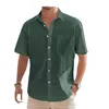 119773-aaa3a8.jpg Men's Cotton Linen Short Sleeve Shirt Premium Casual Button-Down Shirt w/Pocket