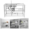 Commercial Stainless Steel Sink Freestanding Utility Sink with Faucet Kitchen Sinks Freestanding with Cabinet Double Bowl 2