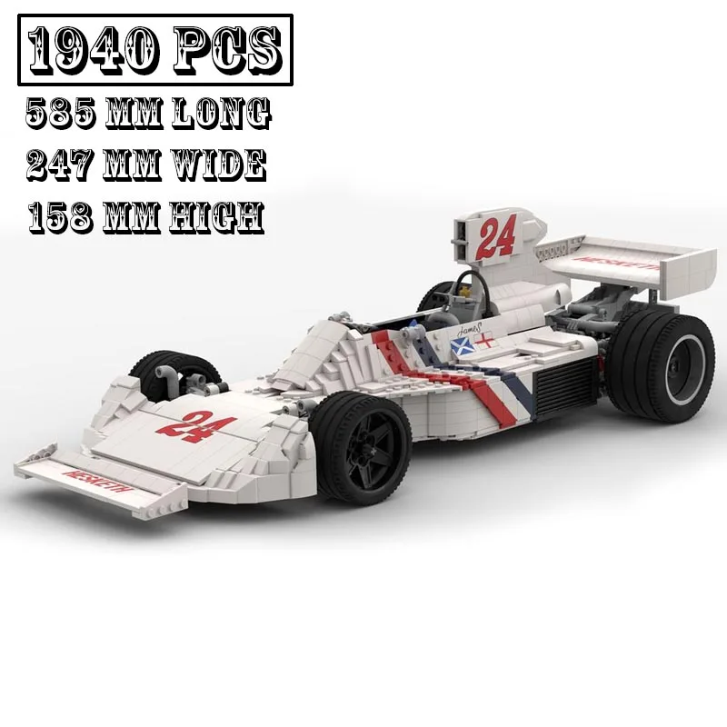 

Classic model MOC-130285 Hesketh 308B scale 1:8 Formula 1 Race Car Model Buiding Creators Block Bricks Toys Kids Birthday Gifts