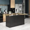 77.3" W Kitchen Island with Shelves & 6 Doors, Large L-Shape Wood Top Buffet Cabinet, Dining Table with Storage for 4-6 People 3
