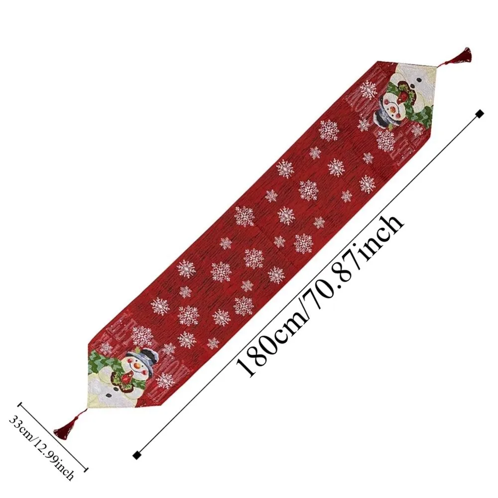 Flower Contrast Color Christmas Table Runner Tree Red Xmas Desktop Decoration Smooth Snowman Linen Table Cover Banquet