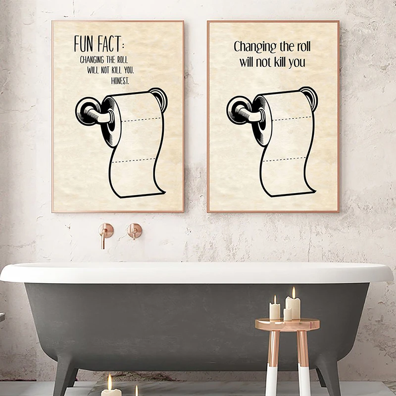 Affiche drôle de rouleau de papier toilette, impression sur toile, citation  amusante, HOproxy, le rouleau de papier, décoration de WC, peinture moderne  et vintage - AliExpress