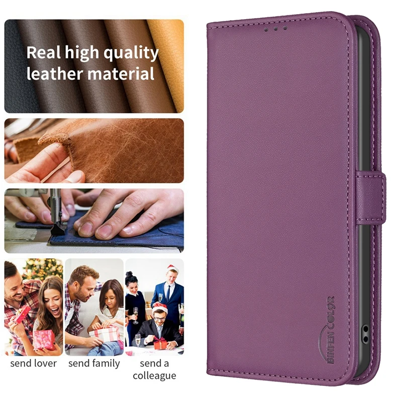 Business Leather Wallet Case with Magnetic Buckle Flip Cover