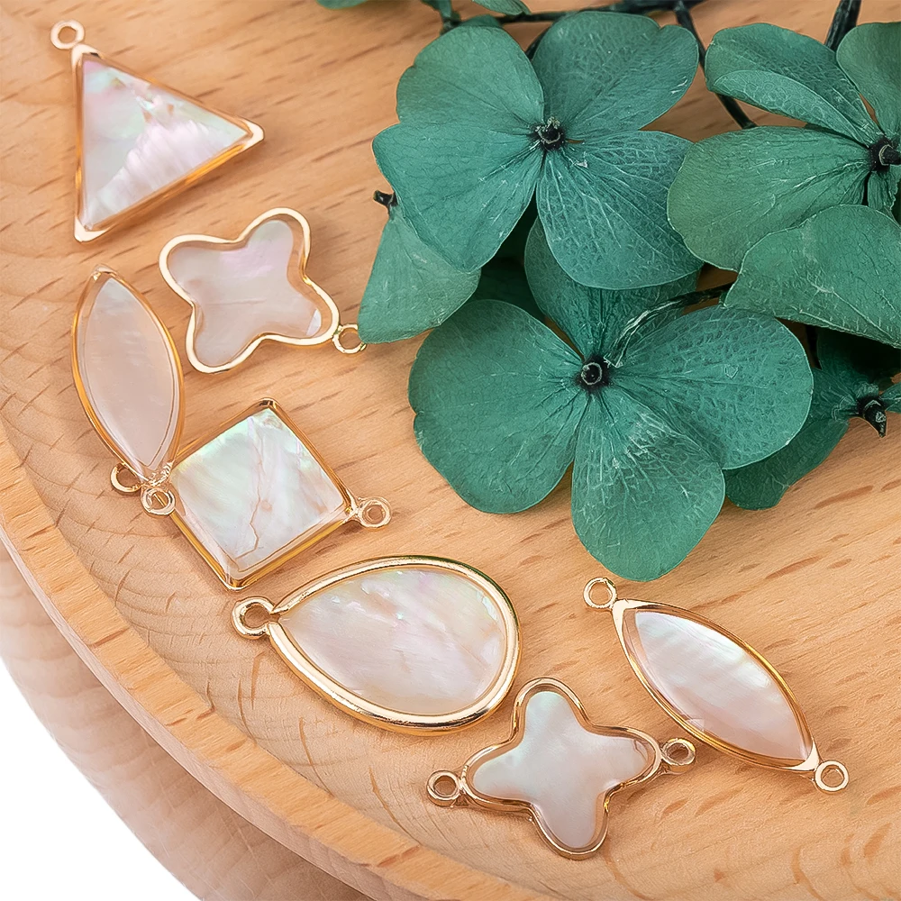 5Pcs Love Round Cross Shell Pendant Necklace Charms Jewelry