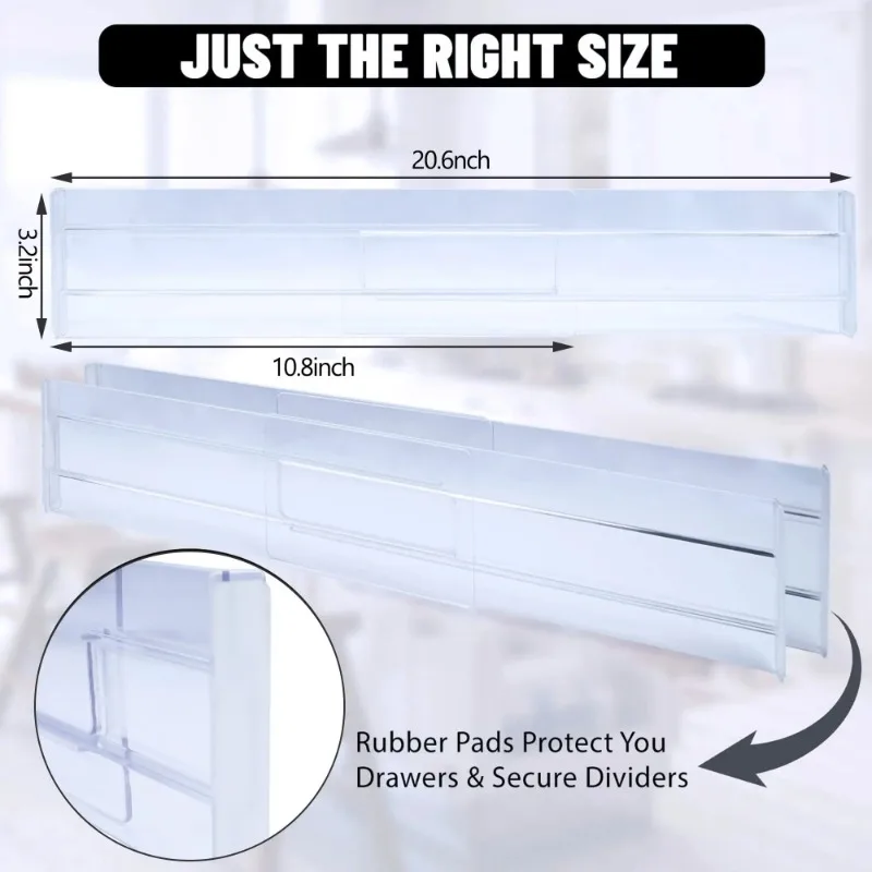 Drawer Dividers Organizers Adjustable Plastic Drawers Separators for Clothing Kitchen Utensils Makeup Office Storage - 4