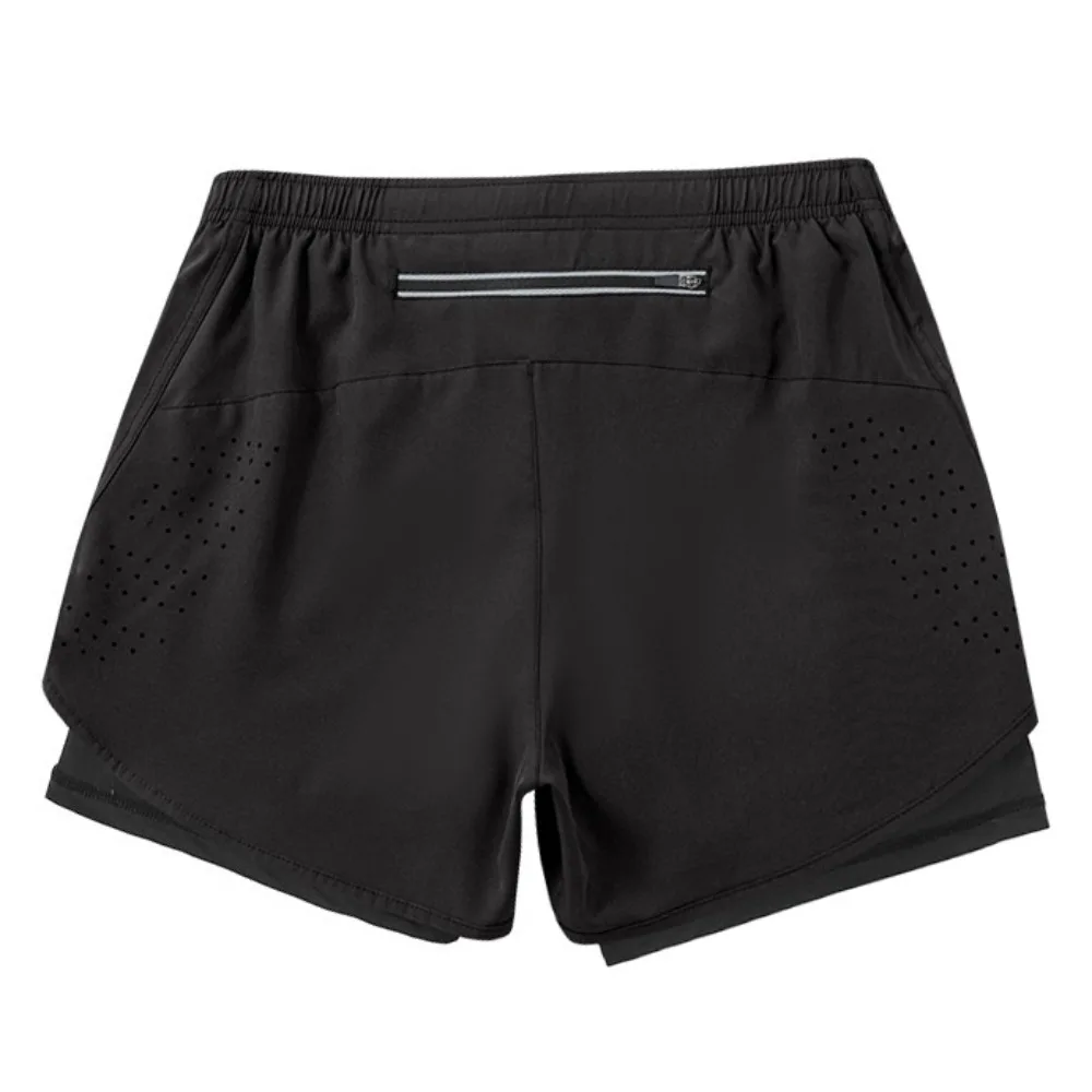 Rahat 2'si 1 Arada Spor Şortları Yansıtıcı Şeritli Hızlı Kuruyan Erkek Spor Giysisi Cepli Astarlı Bisiklet Şortları Koşu