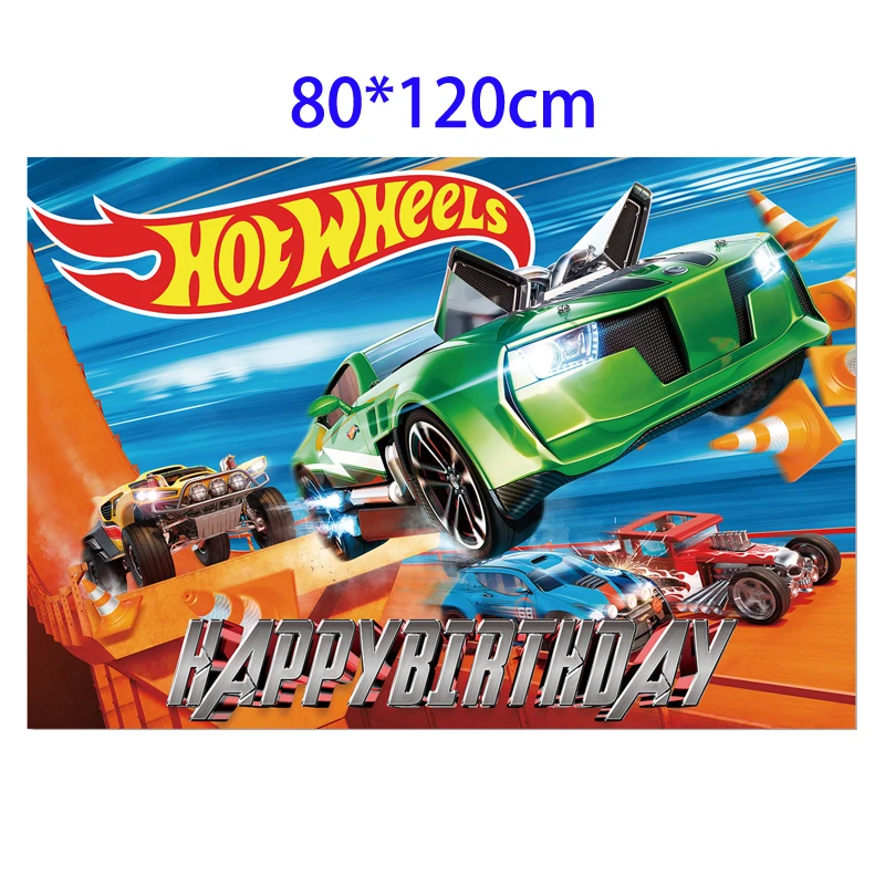 thumbnail image 1 of Decoración para fiesta de cumpleaños de Hot Wheels, pancarta con globos, adorno para tarta, vajilla, artículos para fiesta de coches de carreras, baby shower, 1 of 5