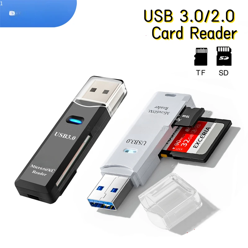 2 IN 1 Card Reader USB3.0/2.0 SD TF Card Memory Card Reader High